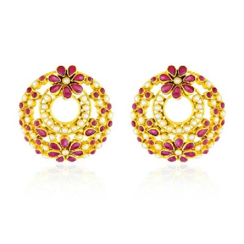 Red Pearl Floral Chandbali