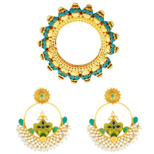 Turquoise Chandbali Set