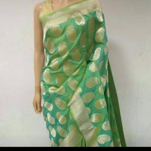 Banaras Handloom Katan Silk Saree, Color : Sea Green