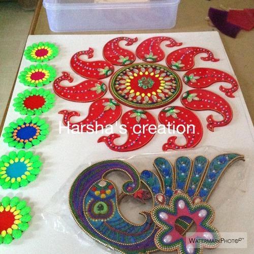 Acrylic & Peacock MDF Rangoli & Floating Diya