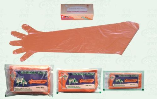 Orange Full Length Veterinary Gloves, For Artificial Insemination, Size : 36 Inch