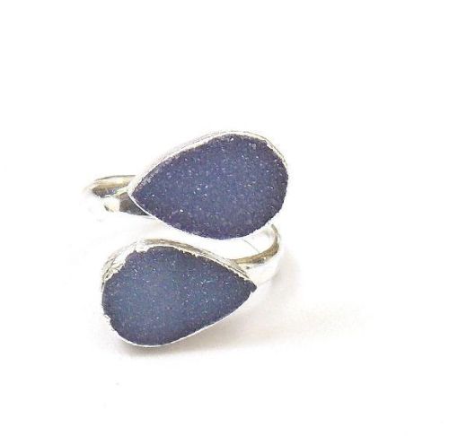 925 Sterling Silver Natural Druzy Gemstone Ring
