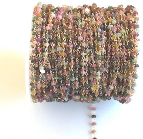 925 Sterling Silver Tourmaline Rosary Chain