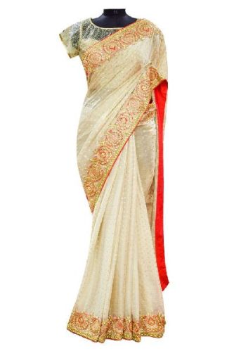 Beige Colour Banarasi Georgette Saree