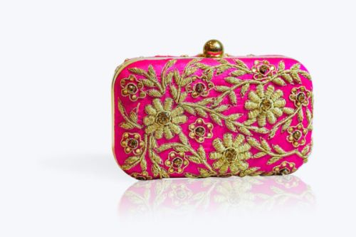 Magenta Dapaka Embroidered Rectangular Clutch
