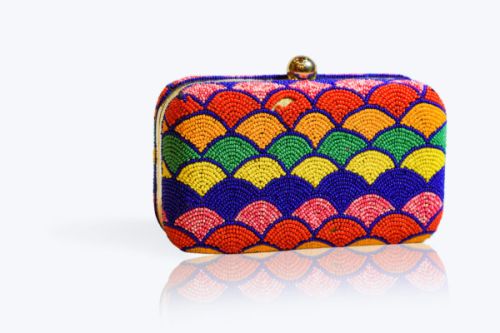 Multi Pearl Embellishment Rectangular Clutch