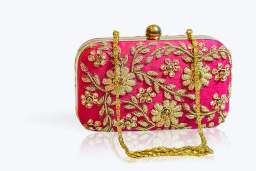 Pink Dipika Embroidered Rectangular Clutch