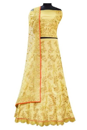 Tussar Colour Embroidered Lehenga Set