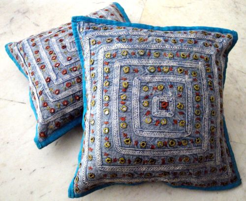 Mirror Work Embroidery Cushion Cover