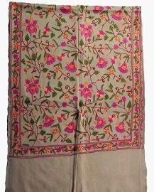 Woolen Ari Embroidery Multi Colored Jalidar Scarves