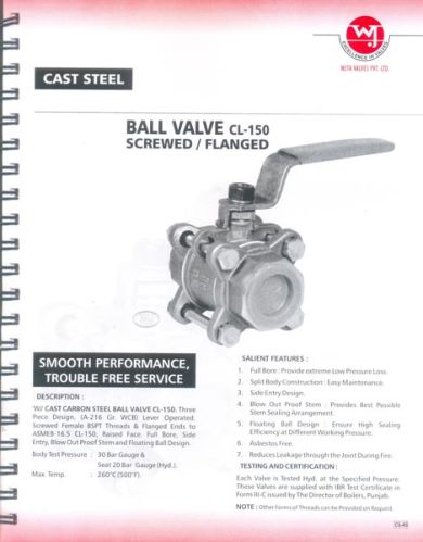 Cast Steel Ball Valves, For Water Fitting, Pattern : Plain