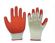 10G 5 Threads Yellow Polycotton Orange Latex Safety Glove