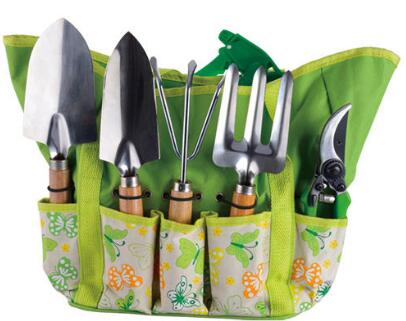 Wooden handle Fabric Bag Tools Set