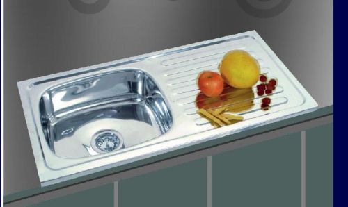 Oval Shaped Stainless Steel Kitchen Sink With Drainboard