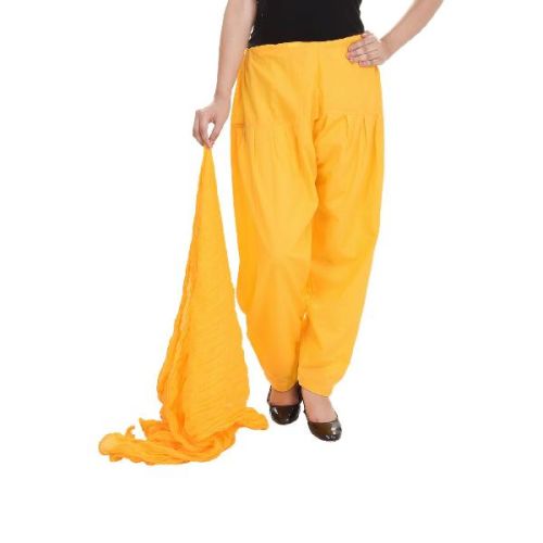 Cotton Plain Yellow Patiala Salwar