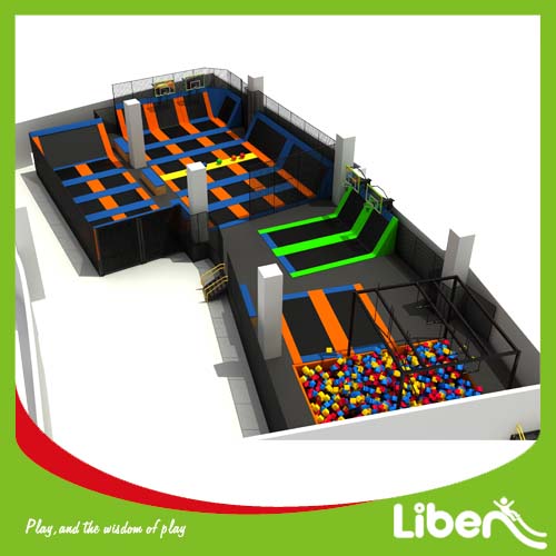 Customized Long Large Indoor Trampoline With Enclosure
