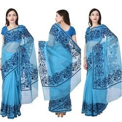 Cotton Sarees, For Anti-Wrinkle, Shrink-Resistant, Pattern : Printed