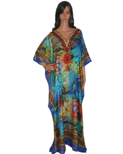 Multicolor 100% Silk Kaftan, Gender : Female