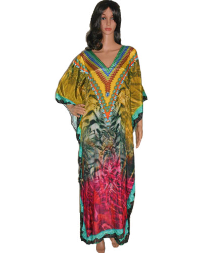 Silk Crepe Kaftan, Pattern : Printed