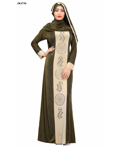 Stylish Green Lycra Fabric Abaya, Pattern : Printed