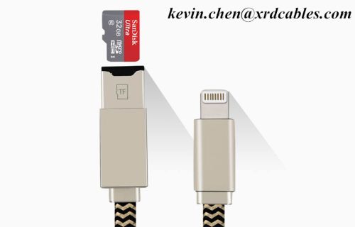 2 IN 1 Micro SD Card Reader Lightning Charger Cable