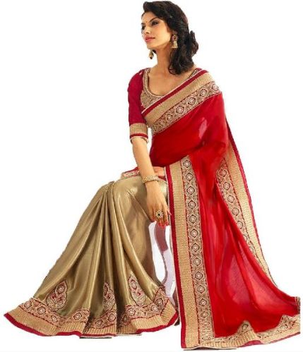 Georgette Designer Sarees, Technics : Embroidery Work
