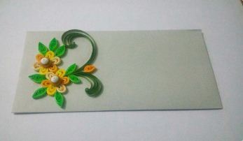 Rectangular Handmade Paper Quilling Shagun Envelopes, For Gifting Use, Size : 5×8inch