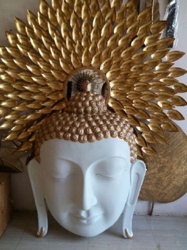 Polished Metal Marble Buddha Sculptures, Color : White Golden