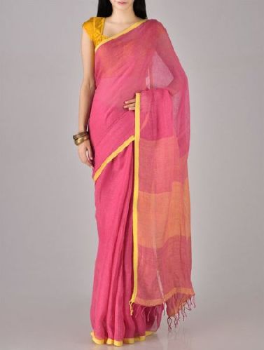 Printed Linen Silk Sarees, Occasion : Festival Wear