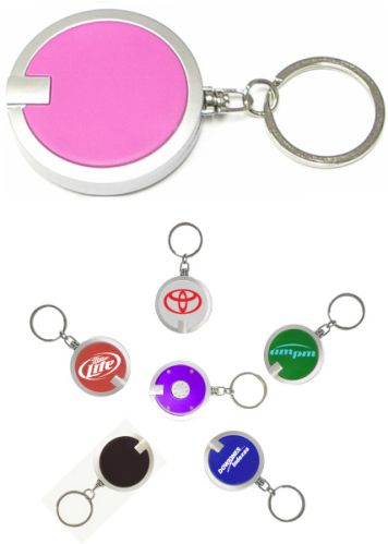 Deluxe Coaster Shape Round Flashlight Keychain
