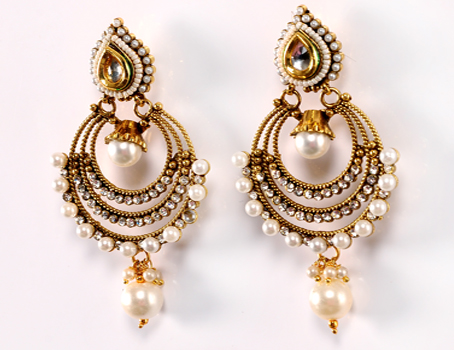 Artificial Gold Pearl Earrings