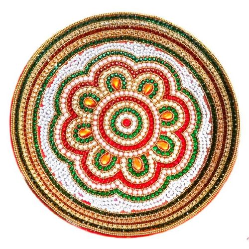 Puja Steel Plate With Desined