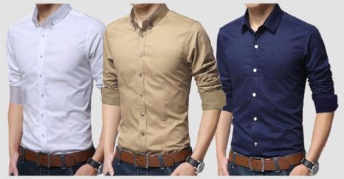 Mens Cotton Shirts, For Anti-Shrink, Anti-Wrinkle, Breathable, Eco-Friendly, Quick Dry, Size : L
