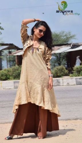 Ladies Beige Copper Top & Pant, Feature : Summer Wear, Easy Washable, Light Weight