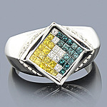 White Blue Yellow Mens-diamond Ring 2ct-p-43650