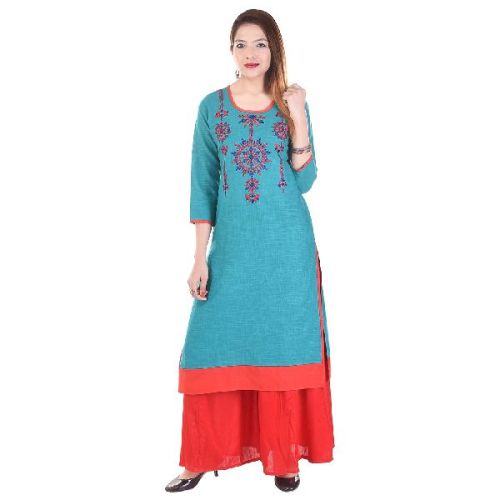 Embroidery Kurta, Color : Blue