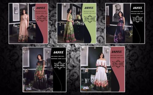 Janvi Satin Printed Unstitched Gowns