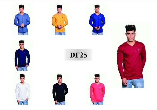 Men's T Shirt DF25 Full Sleeves Plain V Neck