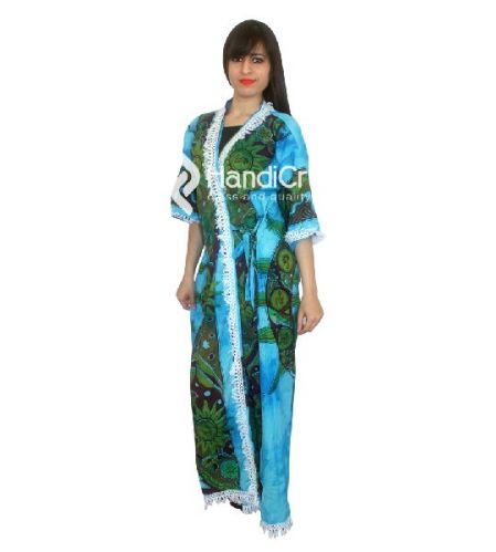 Sun Moon Printed Gown Bath Robe, Feature : Bohemian Kimono