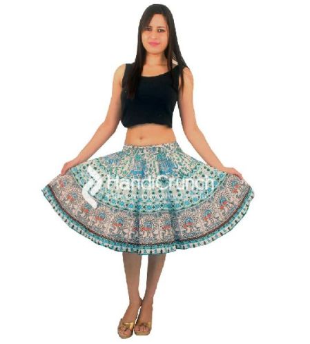 Rajasthani Mandala Block Printed Skirt, Size : All Sizes