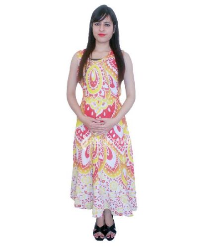 Floral Ombre Mandala Sleeveless Evening Gown, Size : Free Size