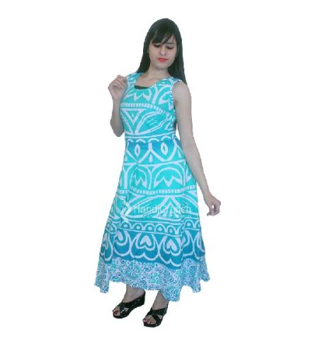 Green Lotus Ombre Mandala Sleeveless Evening Gown Wedding Proms Party Maxi Dress