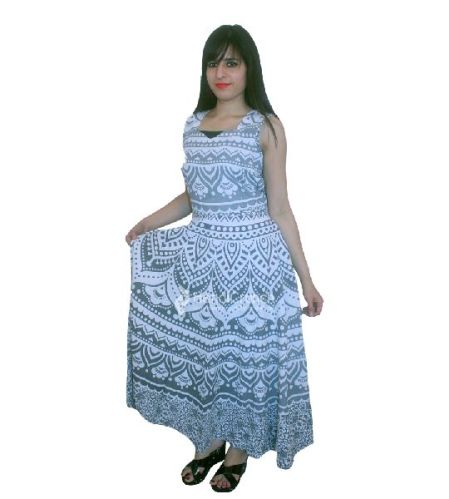 Light Gray Ombre Mandala Sleeveless Evening Gown