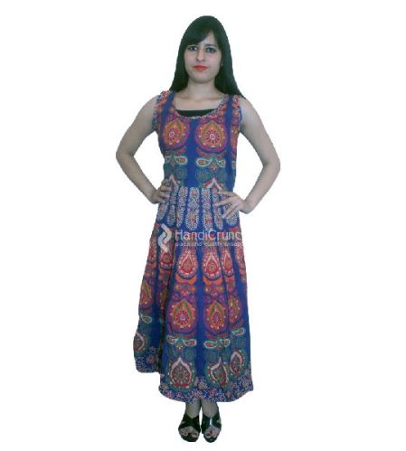 Peacock Feather Mandala Sleeveless Evening Gowns, Size : Free Size