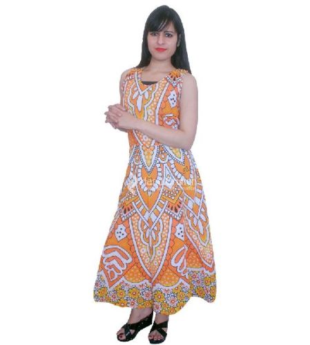 Red Yellow Floral Ombre Print Casual Sleeveless Evening Gown