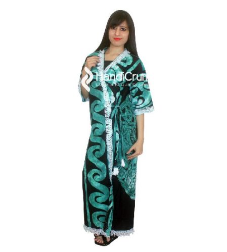 Beautiful Green Skull Printed Mandala Kimono Robe