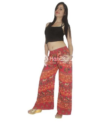 Red Color Girls Palazzo Pants, Technics : Printed