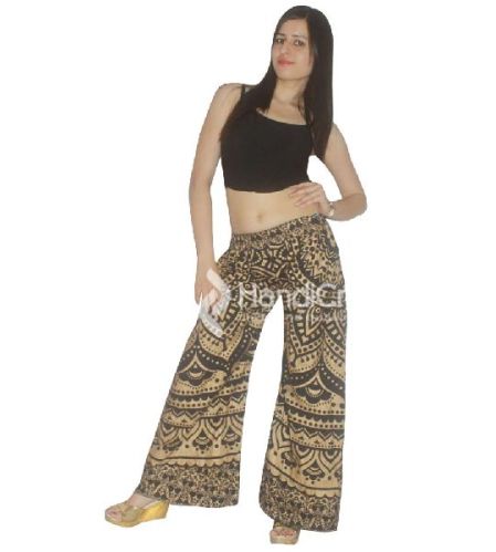 Cotton Black Mandala Palazzo Pant, Technics : Printed