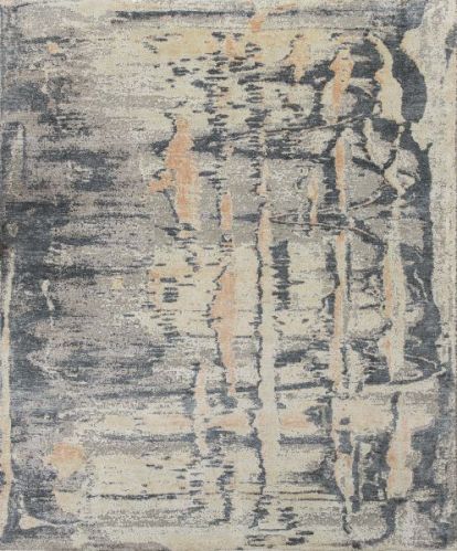 Handmade Wool Silk Oxidized Rugs, Color : Grey