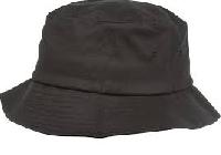 Black Handloom Round Plain Bucket Hat